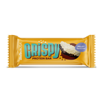 BioTechUSA Crispy Protein Bar - proteínová tyčinka s mliečnou príchuťou, polomáčaná v kakaovej poleve, s mliečnym bielkovinovým extrudátom, s kúskami chrumkavých sušienok, cukrami a so sladidlom, bez lepku.
