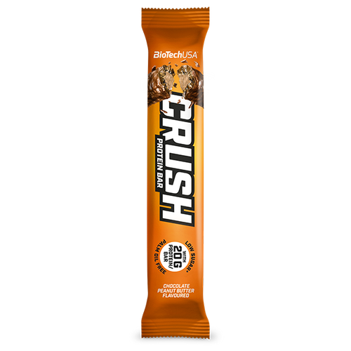 Crush od BioTechUSA je prémiová proteínová tyčinka. Nechajte sa zlákať hrubou čokoládovou polevou, chrumkavými vrstvami a mäkkou a krémovou plnkou vo vnútri!