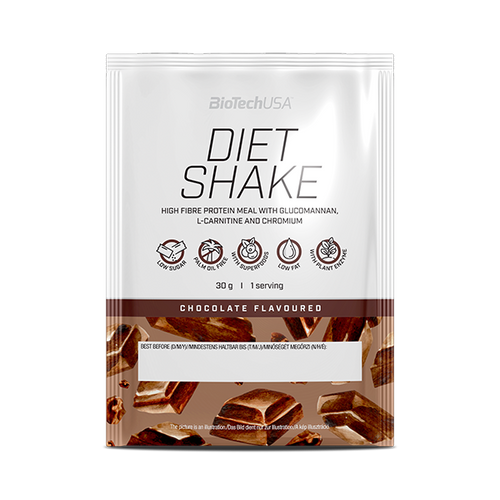 Diet Shake od BioTechUSA je proteínový nápoj v prášku, s vysokým obsahom potravinovej vlákniny, s nízkym obsahom tukov, so superpotravinami, bez palmového oleja.