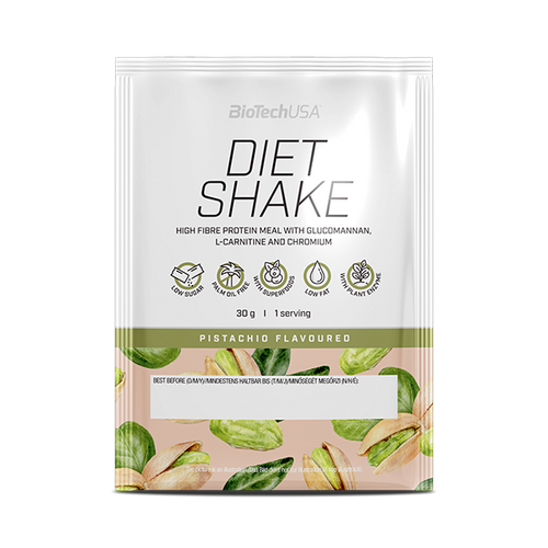 Diet Shake od BioTechUSA je proteínový nápoj v prášku, s vysokým obsahom potravinovej vlákniny, s nízkym obsahom tukov, so superpotravinami, bez palmového oleja.